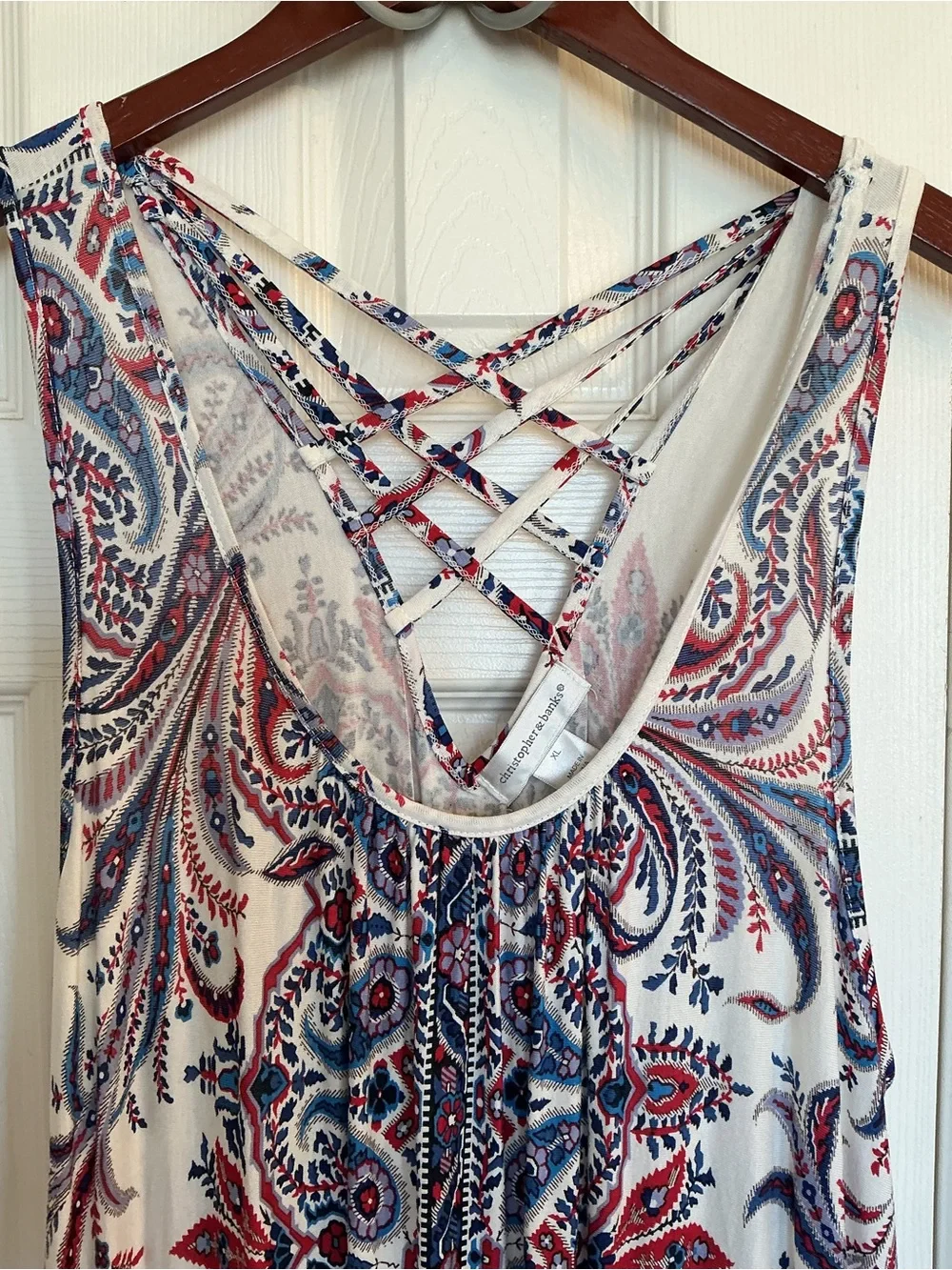 Christopher & Banks Women’s Paisley Maxi V-Neck Multicolored Lined Dress Size XL